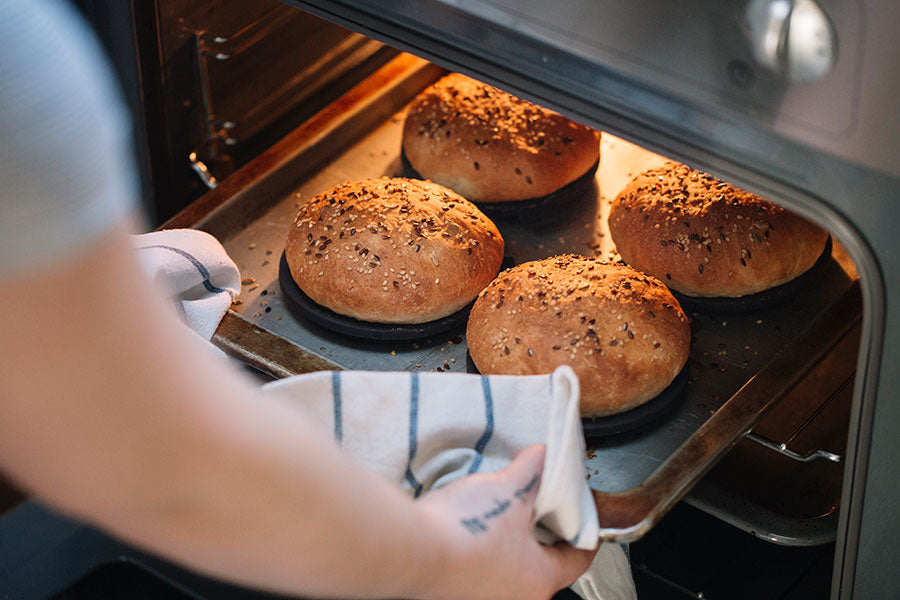 Baking fresh buns with living sky grains flour